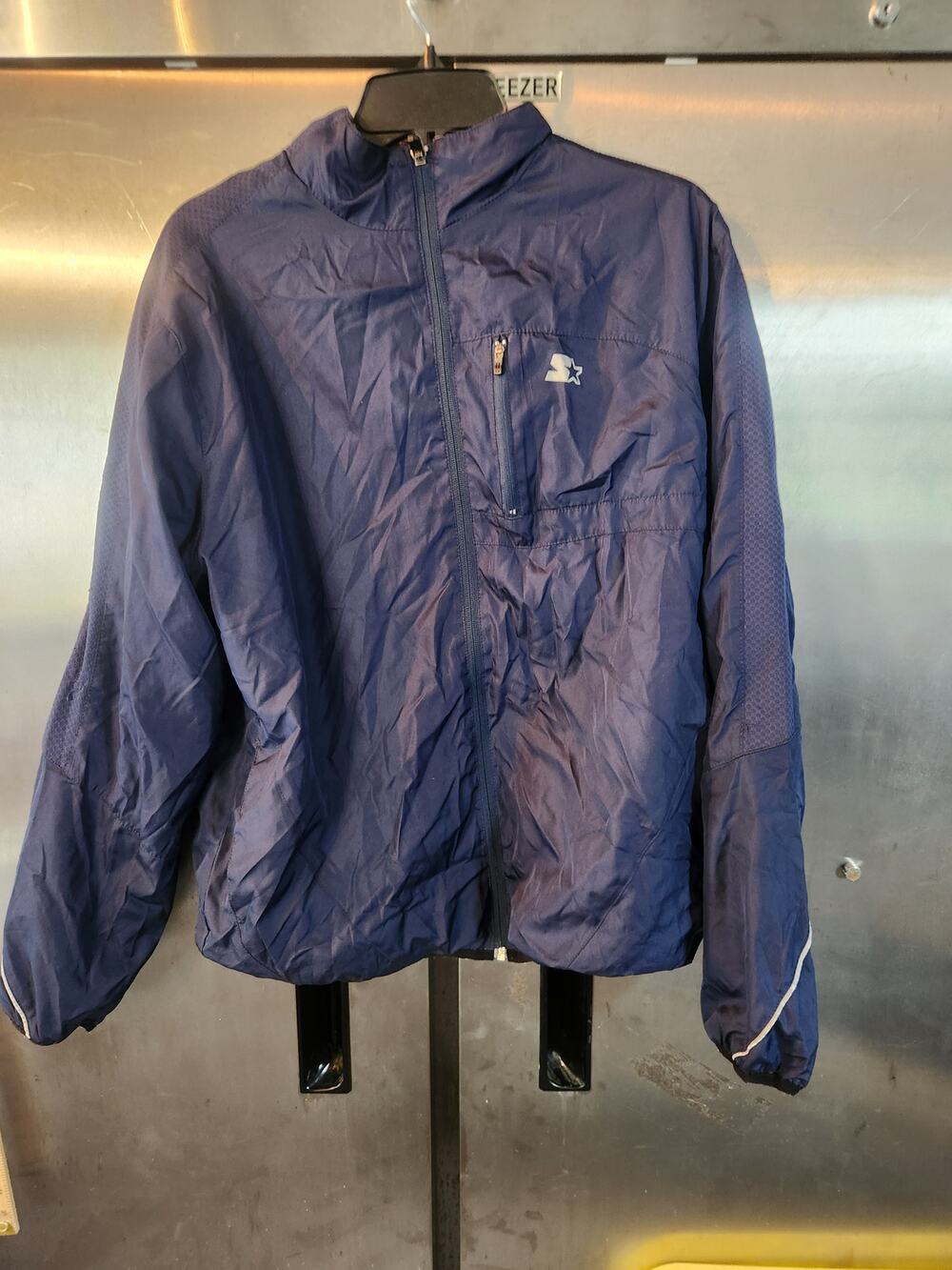 Starter Men's Navy Full Zip Windbreaker Jacket Size M Lightweight Track Jacket